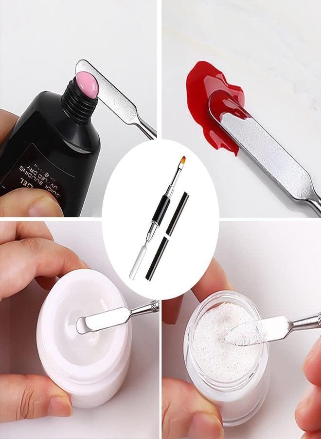 Ruby Face Rubyface Dual-Ended Poly Gel Nail Brush & Picker, 2 in 1 Design, Stainless Steel Brush & Slice Tool for UV Gel, Acrylic Nails Extension (Black, 2 pcs) - Image 4