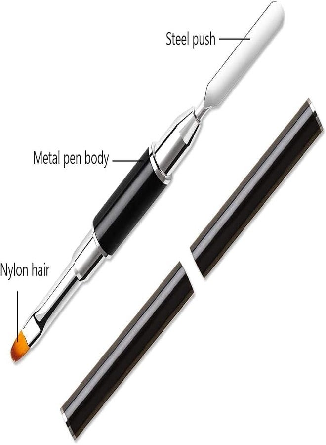 Ruby Face Rubyface Dual-Ended Poly Gel Nail Brush & Picker, 2 in 1 Design, Stainless Steel Brush & Slice Tool for UV Gel, Acrylic Nails Extension (Black, 2 pcs) - Image 3