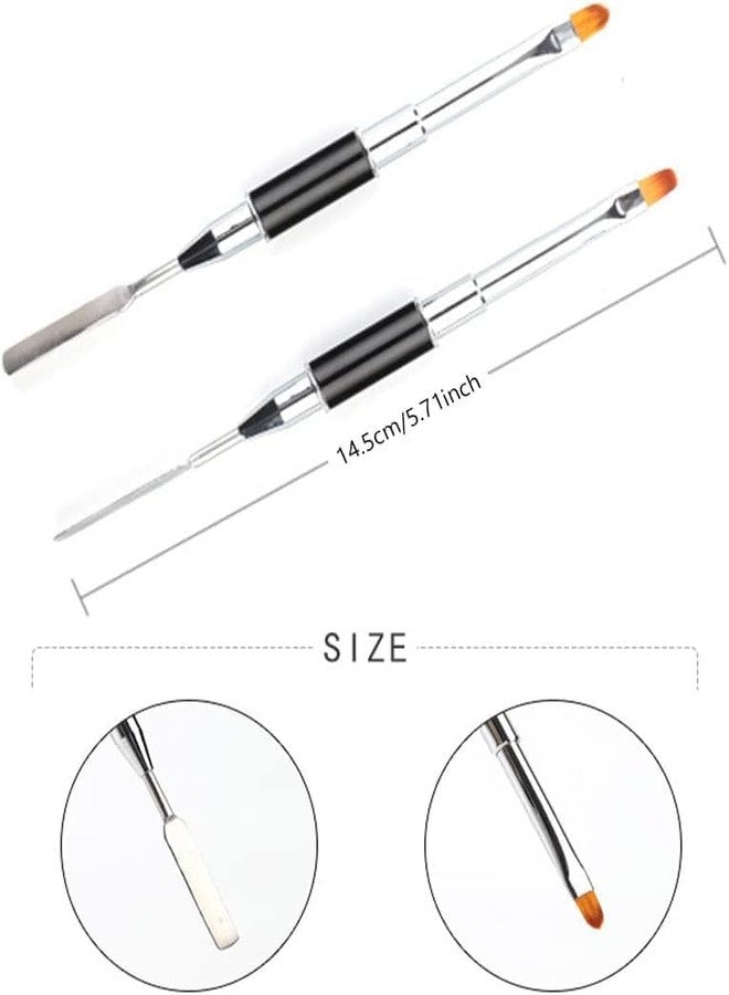 Ruby Face Rubyface Dual-Ended Poly Gel Nail Brush & Picker, 2 in 1 Design, Stainless Steel Brush & Slice Tool for UV Gel, Acrylic Nails Extension (Black, 2 pcs) - Image 2