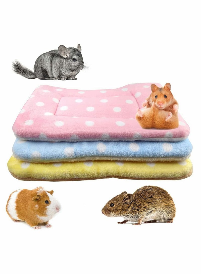 KASTWAVE Pet Blanket, Small Animal Plush Bed, 3Pcs Warm Fluffy Puppy Blanket, Fleece Sleep Pad Guinea Pig Hamster Rabbit Bed Mat for Kitten, Bunny, Chinchilla, Squirrel, Hedgehog, Pet Warm Sleep Mat (15X11in) - Image 1