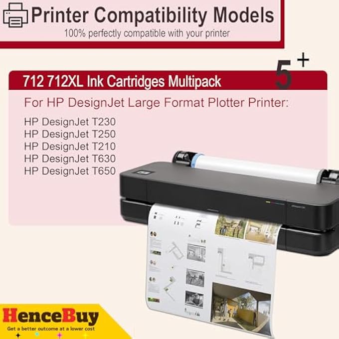خراطيش حبر سوداء 712 بديل لـ HP 712XL BK لطابعات HP DESIGNJET T650 T630 T250 T230 T210 STUDIO كبيرة الحجم - Image 3