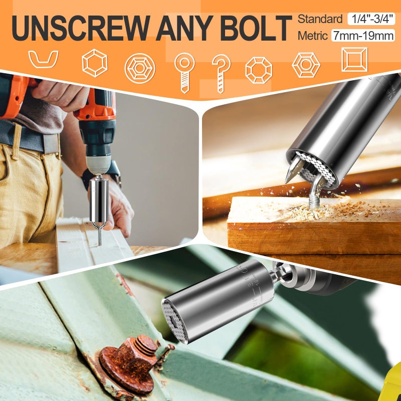 HANPURE Valentines Day Gifts for Him Husband Her Boyfriend Super Universal Socket Tools Gifts for Men, Grip Set with Power Drill Adapter Cool Stuff Gadgets Ideas Gifts for Dad Valentines Day Gifts Basket - Image 2