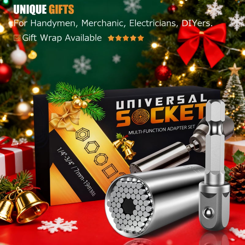 HANPURE Valentines Day Gifts for Him Husband Her Boyfriend Super Universal Socket Tools Gifts for Men, Grip Set with Power Drill Adapter Cool Stuff Gadgets Ideas Gifts for Dad Valentines Day Gifts Basket - Image 3
