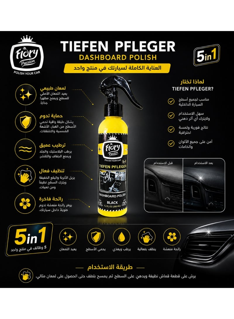Flory Passion Dashboard Polish Spray Black Ice Scent, Interior Dashboard Cleaner and Shine Protectant for Car Plastic, Vinyl and Rubber Surfaces, 200 ml - Image 3