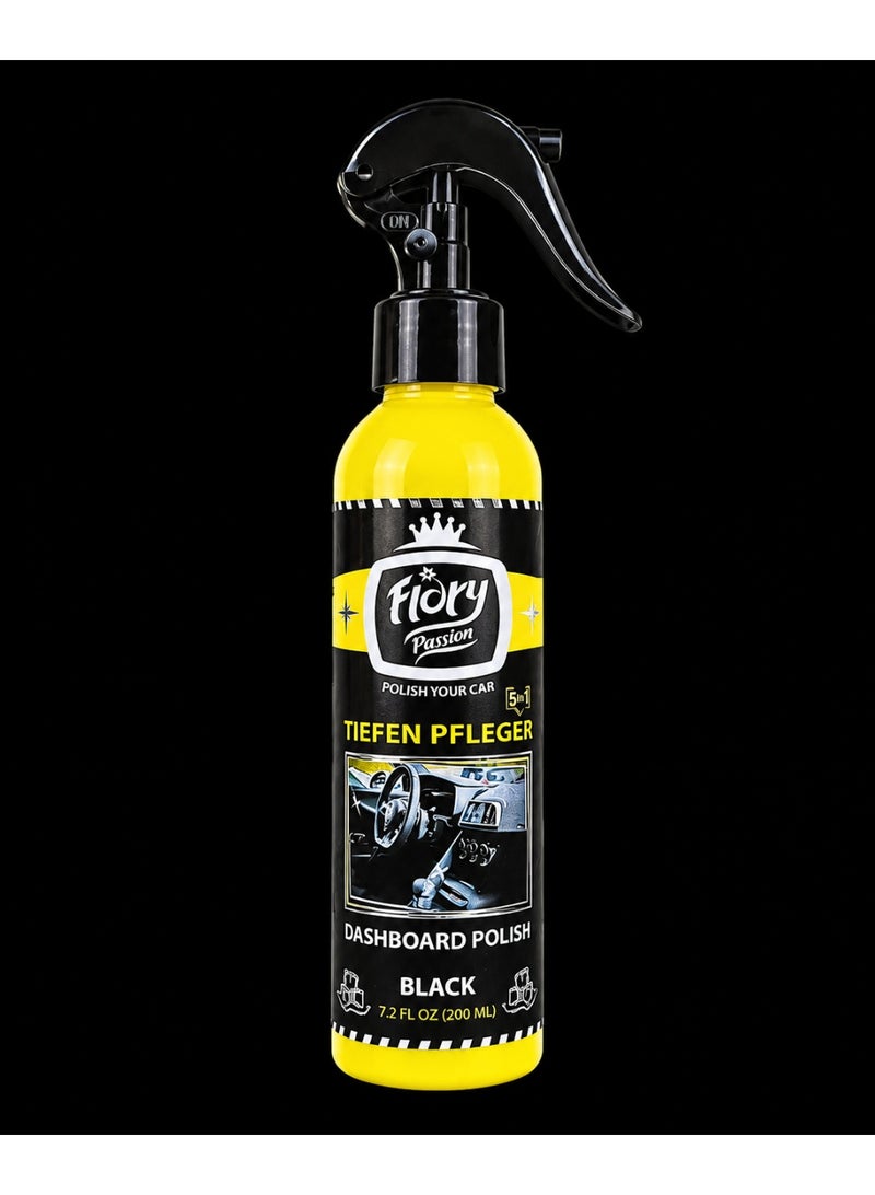 Flory Passion Dashboard Polish Spray Black Ice Scent, Interior Dashboard Cleaner and Shine Protectant for Car Plastic, Vinyl and Rubber Surfaces, 200 ml - Image 1