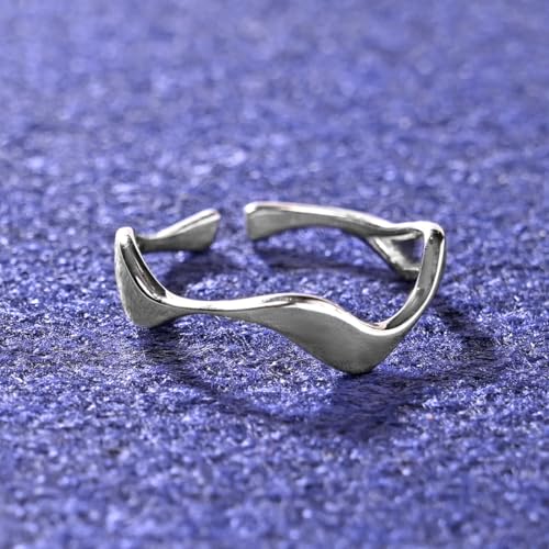Clara Pure 925 Sterling Silver Wave Finger Ring | Size Adjustable | Thumb Band | Valentine Gift for Women Girls Wife Girlfriend - Image 2