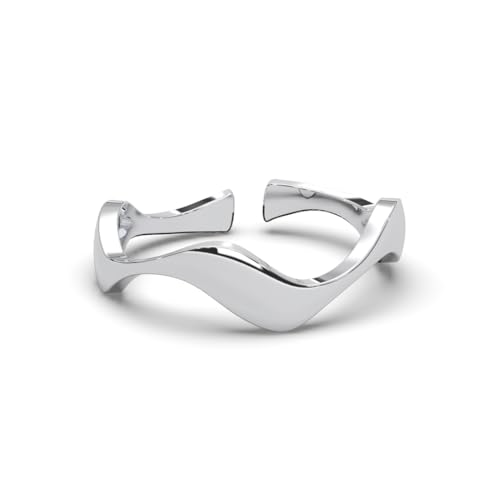 Clara Pure 925 Sterling Silver Wave Finger Ring | Size Adjustable | Thumb Band | Valentine Gift for Women Girls Wife Girlfriend - Image 1