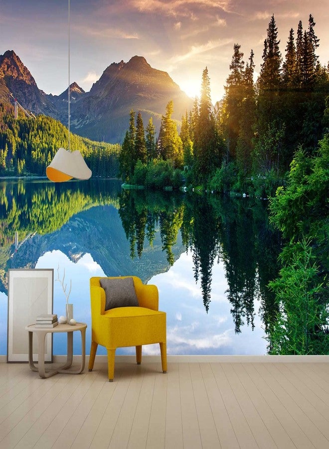 Reyhui Mountain with Lake Photo Wallpaper Landscape Wall Mural for Bedroom Living Room TV Background Sofa Wall (not self-Adhesive) - Image 1
