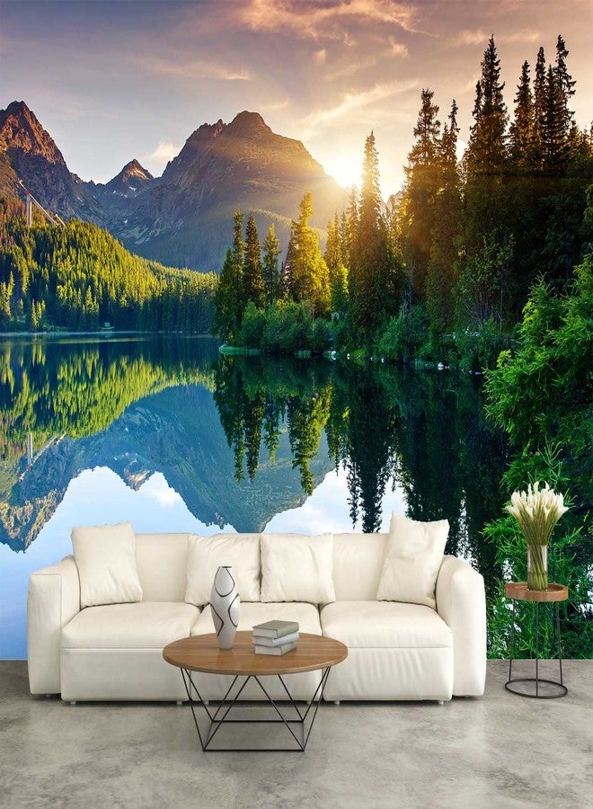 Reyhui Mountain with Lake Photo Wallpaper Landscape Wall Mural for Bedroom Living Room TV Background Sofa Wall (not self-Adhesive) - Image 3