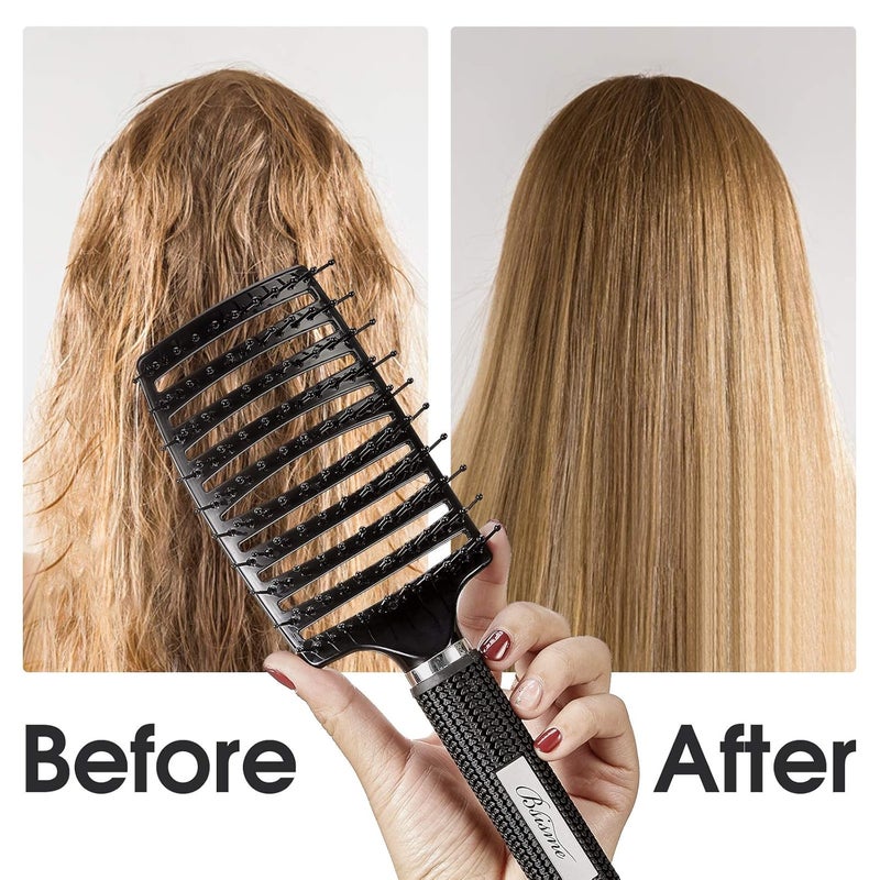 Bsisme Hair Brush, Professional Curved Vented Brush for Faster Blow Drying for Women, Men, Paddle Detangling Brush for Wet Dry Curly Thick Straight Hair - Image 4