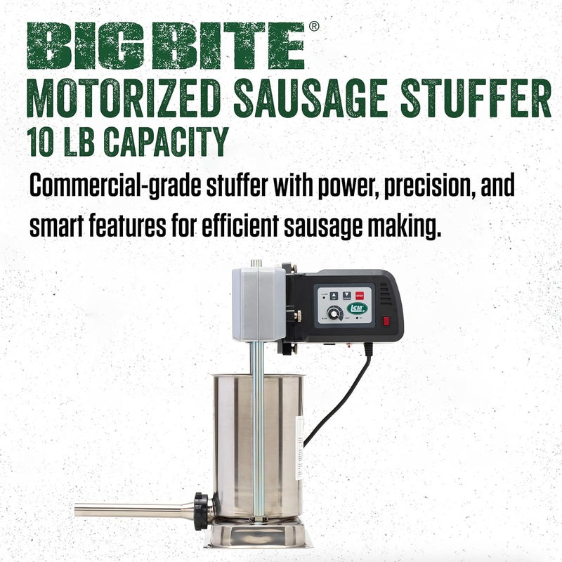 LEM LEM Products Big Bite Motorized 10 Pound Capacity Stainless Steel Sausage Stuffer with Removable Cylinder 05HP  - Image 2