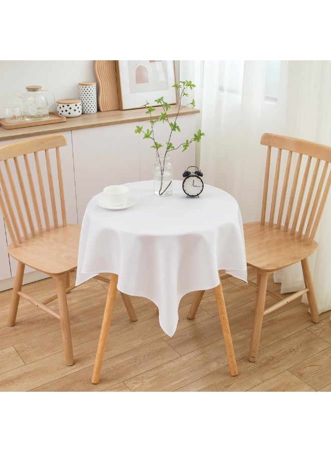 Small Square Tablecloth 36 X 36 Inch White, Stain And Wrinkle Resistant Washable Polyester Table Cloth For Party Cafe Picnic Dining Bedside Table Tabletop Decoration(White) - Image 1