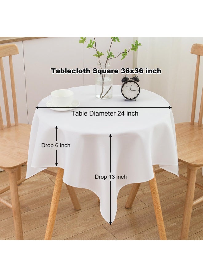 Small Square Tablecloth 36 X 36 Inch White, Stain And Wrinkle Resistant Washable Polyester Table Cloth For Party Cafe Picnic Dining Bedside Table Tabletop Decoration(White) - Image 2