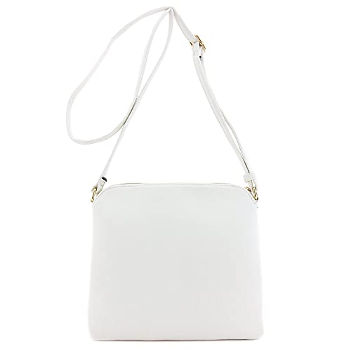 DELUXITY Lightweight Medium Crossbody Bag with Tassel (White) - Image 2