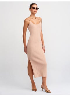 Dilvin 90139 Strappy Knitwear Dress-Beige  - Image 1
