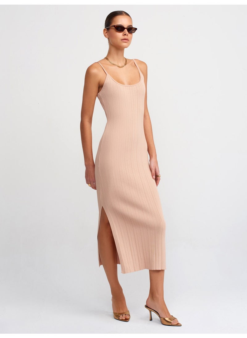 Dilvin 90139 Strappy Knitwear Dress-Beige  - Image 1