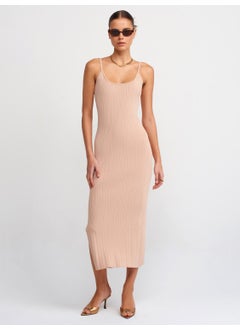 Dilvin 90139 Strappy Knitwear Dress-Beige  - Image 3