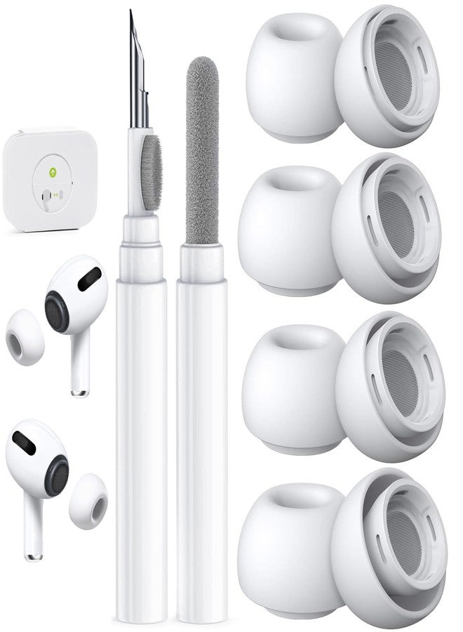 Polislime 4 Pairs Replacement Ear Tips for AirPods Pro 2nd/1st Generation,Noise Reduction Holewith & Built-in dust Guard Screen,with Cleaner Pen Silicone Ear Tips for USB-C Charging Case (XS/S/M/L) - Image 1