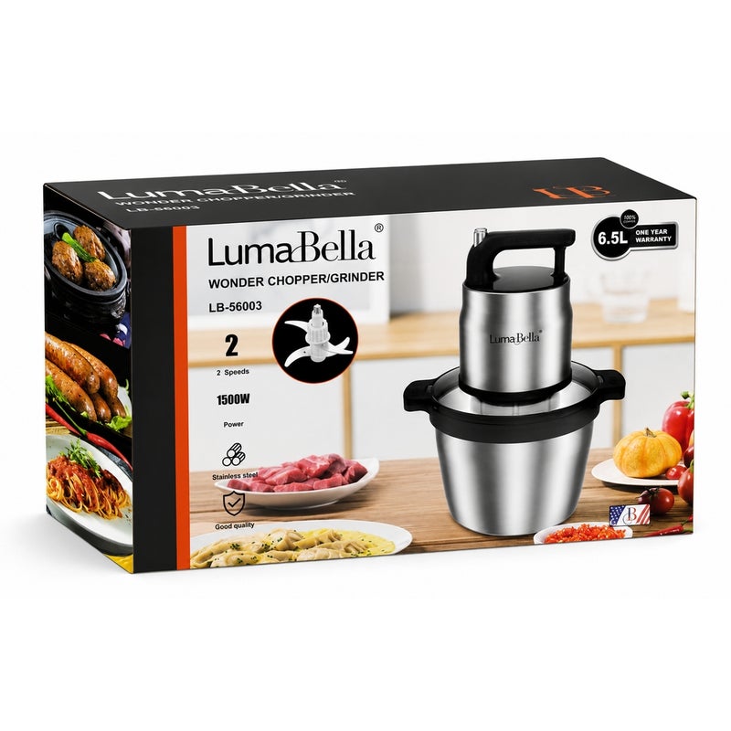 لوما بيلا قطاعة ومفرمة لوما بيلا 1500 واط، 6.5 لتر - LB-56003 - Image 4
