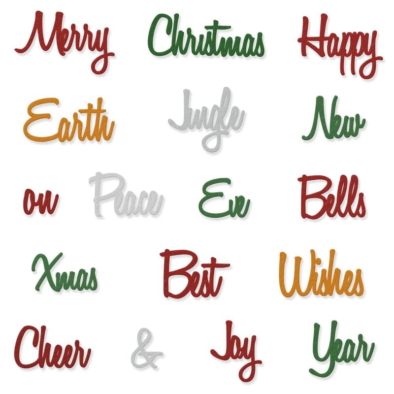 Hying Happy New Year Words Metal Cutting Die for Card Making and Photo Album Decorations Merry Christmas Letters Die Cut Holiday Alphabet Dies Stencils Embossing Template for DIY Scrapbooking Craft