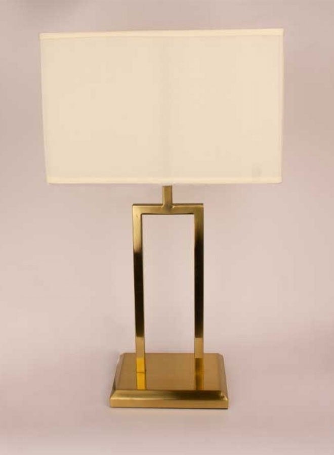 إنارة سيرة أباجورة إضاءة فندقية مودرن لون ذهبي وغطا مستطيل بيج قماش