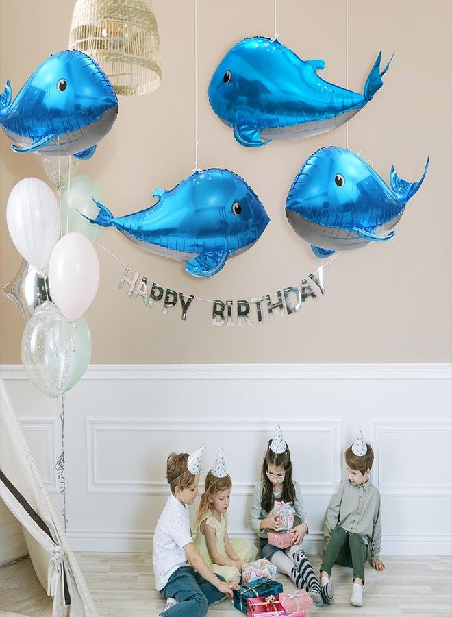 Hokilands 4D Cute 4D Whale Balloon Under The Sea Decorations Ocean Party Supplies For Birthday Baby Shower Wedding Summer Party, 4 Pack Blue Giant Whale Balloons Sea Animal Fish Balloons Beach Party Supplies - Image 3