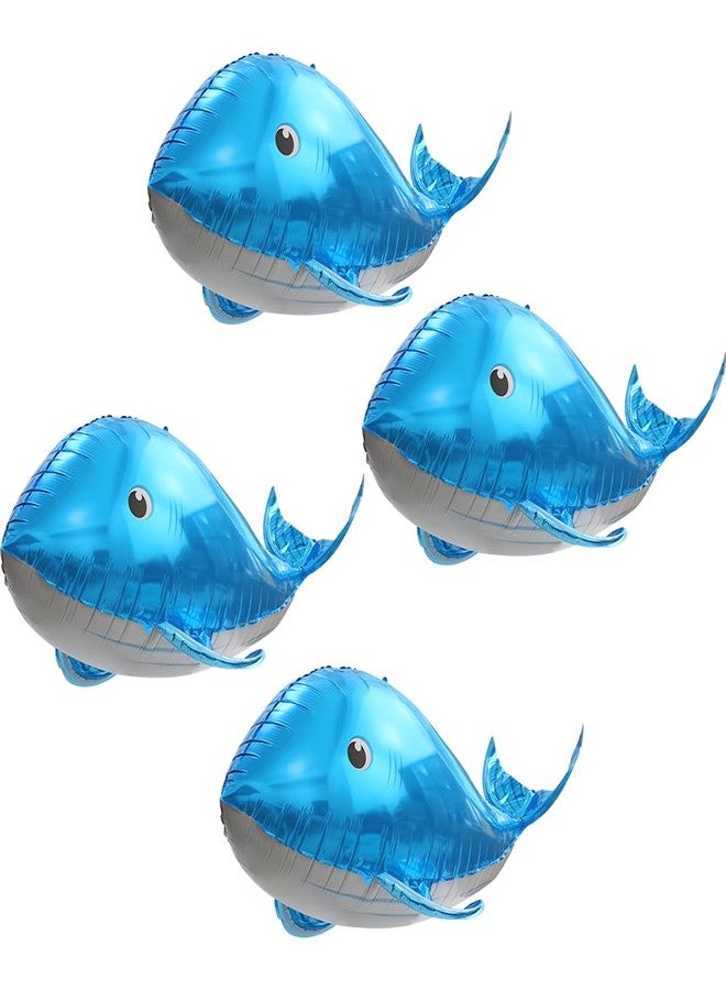 Hokilands 4D Cute 4D Whale Balloon Under The Sea Decorations Ocean Party Supplies For Birthday Baby Shower Wedding Summer Party, 4 Pack Blue Giant Whale Balloons Sea Animal Fish Balloons Beach Party Supplies - Image 1