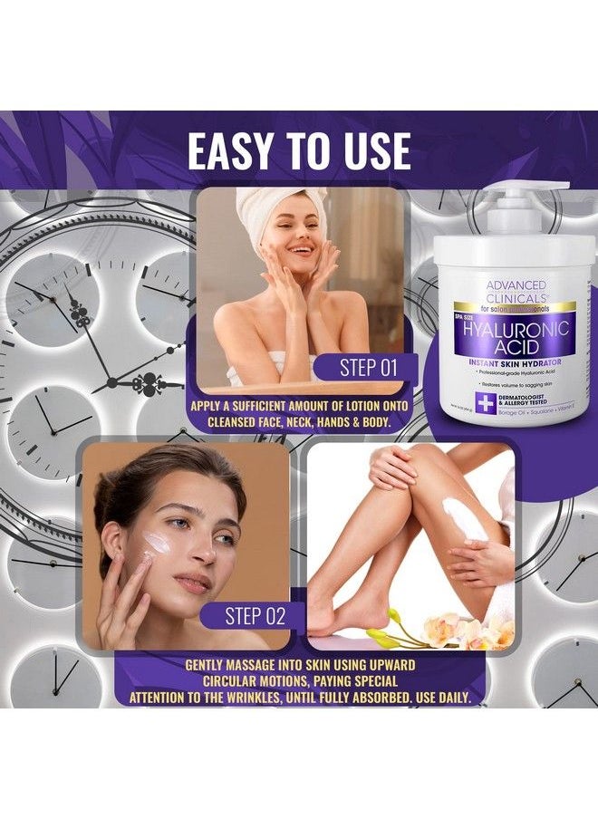 Advanced Clinicals - Hyaluronic Acid Face Lotion + Hyaluronic Acid Body Cream Moisturizer Skin Care Set Anti Aging Hydrating Hyaluronic Acid For Dry Skin Fine Lines Sagging Skin & Wrinkles - Image 1