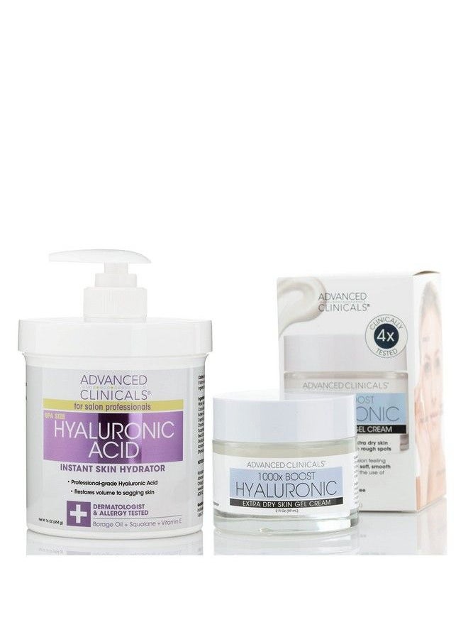 Advanced Clinicals - Hyaluronic Acid Face Lotion + Hyaluronic Acid Body Cream Moisturizer Skin Care Set Anti Aging Hydrating Hyaluronic Acid For Dry Skin Fine Lines Sagging Skin & Wrinkles - Image 1