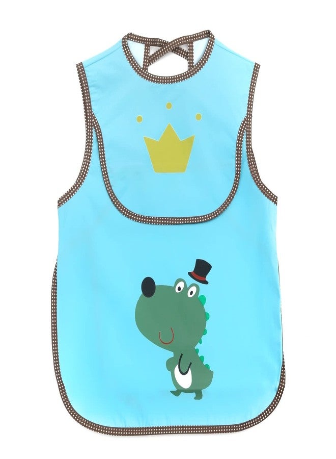 Yellow Bee Dino Print Bibs with Crumb Collector for Boys, Blue, 6-24 Months, One Size - Image 1