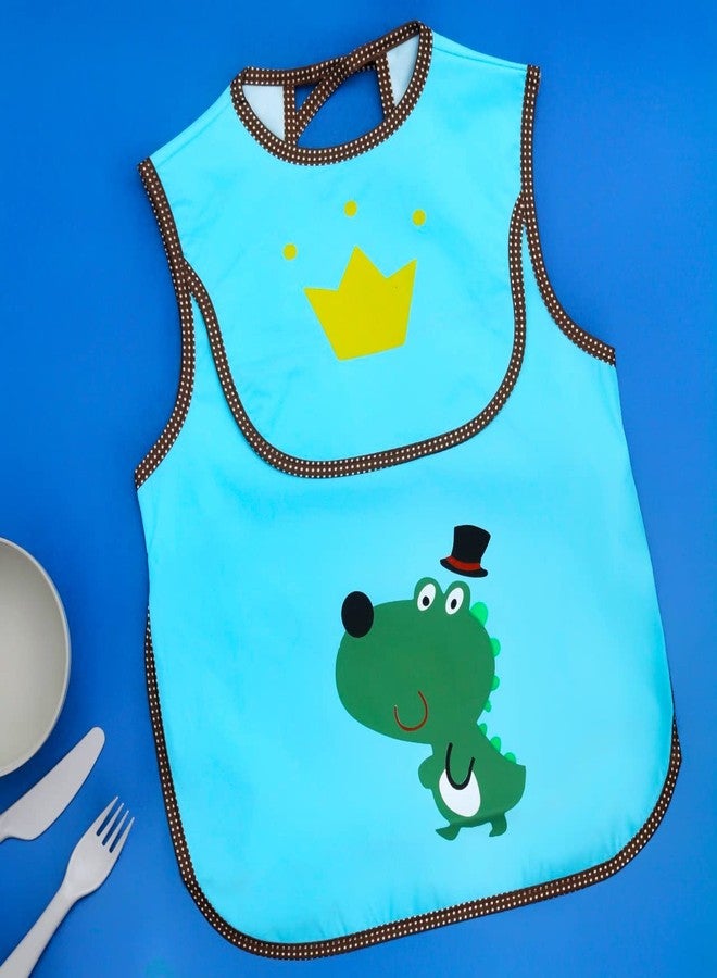 Yellow Bee Dino Print Bibs with Crumb Collector for Boys, Blue, 6-24 Months, One Size - Image 2