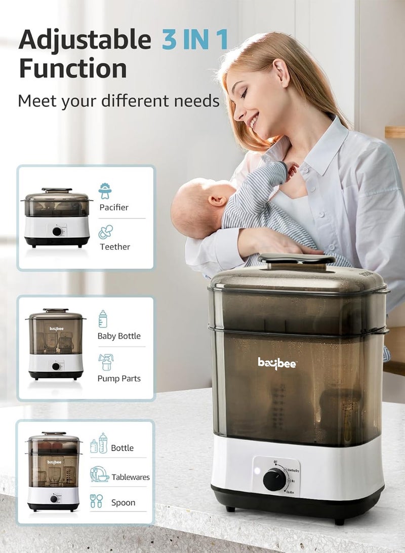 بيبي معقم ومجفف زجاجات الأطفال Puresteam | مجفف زجاجات بخار كهربائي مع تخزين لمدة 72 ساعة وسعة كبيرة لـ 8 زجاجات | تعقيم سريع 360 درجة للأطفال بمقبض تحكم واحد وخالي من مادة BPA - Image 3