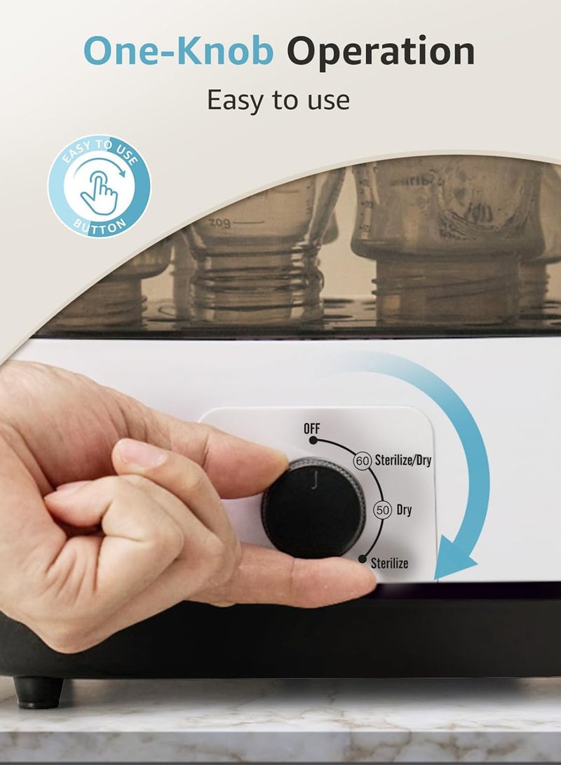 بيبي معقم ومجفف زجاجات الأطفال Puresteam | مجفف زجاجات بخار كهربائي مع تخزين لمدة 72 ساعة وسعة كبيرة لـ 8 زجاجات | تعقيم سريع 360 درجة للأطفال بمقبض تحكم واحد وخالي من مادة BPA - Image 5