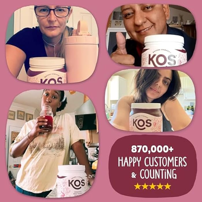 KOS Organic Beet Root Powder, USDA Certified - Superfood Plant Based Beetroot Ingredient for Stamina Increasing, Circulation - Non-GMO, Soy & Gluten-Free, 50 Servings Bag - Image 5