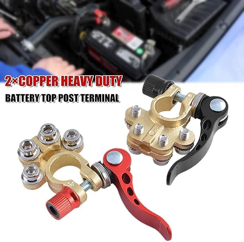 Khazna Battery Terminal Clamp Connectors, 2Pcs 4 Way Positive Negative Car Battery Terminals Connector Quick Release Disconnect for SAE/JIS Type A Posts - Image 5