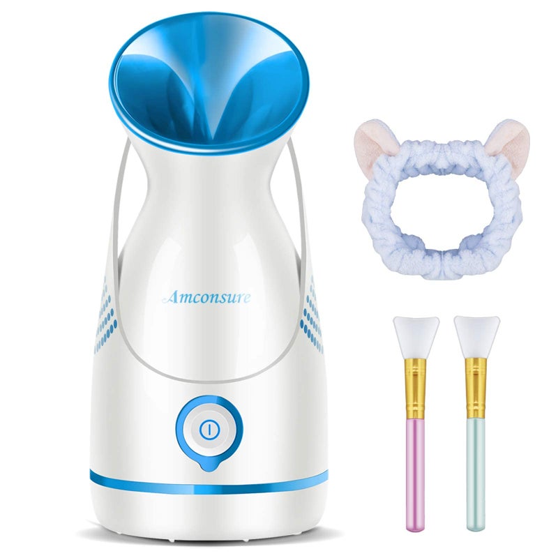 Amconsure Facial Steamer - Nano Ionic Face Steamer Warm Mist Steamer for Home Sauna SPA, Humidifier for Deep Cleaning Unclogs Pores Sinuses(Blue) - Image 1