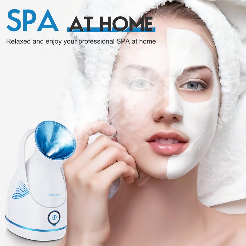 Amconsure Facial Steamer - Nano Ionic Face Steamer Warm Mist Steamer for Home Sauna SPA, Humidifier for Deep Cleaning Unclogs Pores Sinuses(Blue) - Image 2