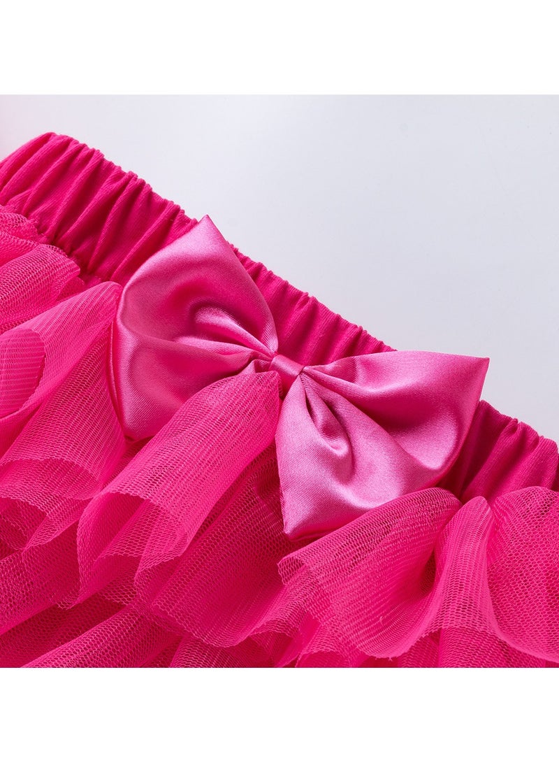 Baby Girl 1st Birthday Princess Dress Set – Pink Tulle Romper with Headband & Mesh Skirt, Newborn Baby Clothes, Baby Gift Set, Birthday Photoshoot Outfit – 6-12M - Image 3