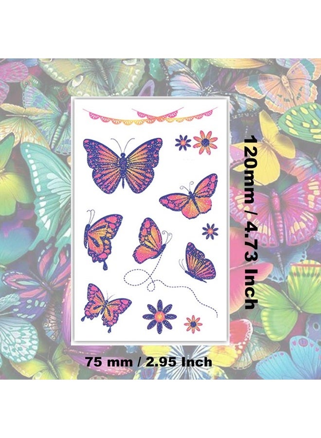 Ooopsiun Glitter Butterfly Temporary Tattoos for Girls -12 Sheets Butterfly Party Favors Decorations for Kids Women - Image 5