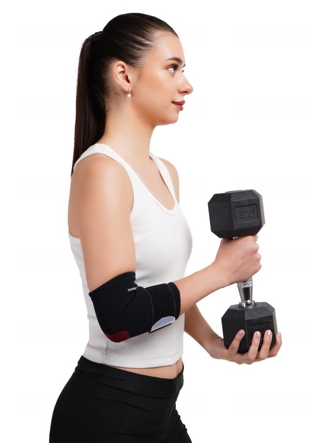 Comfo Smart دعامة الكوع الذكية من كومفو مع رباط رباعي الاتجاهات | دعامة دعم الكوع مع حزام - رباط ضغط قابل للتعديل للكوع للتنس | كم ذراع مريح للرياضة والتعافي - RA5586 (M) - Image 1