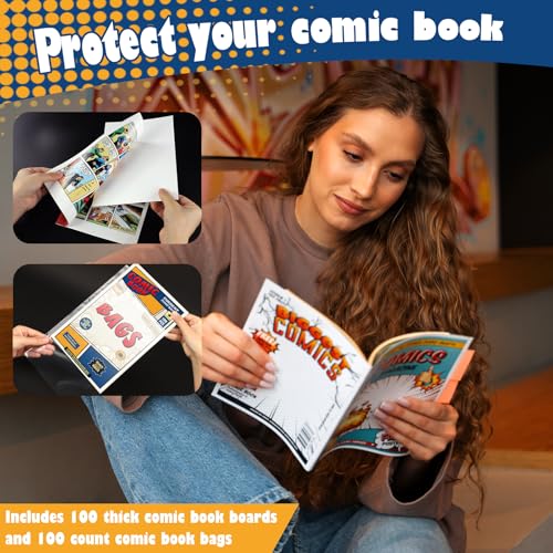 Leffis 100 Count Comic Book Current Size Bags and Boards Transparent Acid-Free and Reusable Comic Book Sleeves for Regular Comics (Bags and Boards X 100pcs) (100 Count) - Image 5