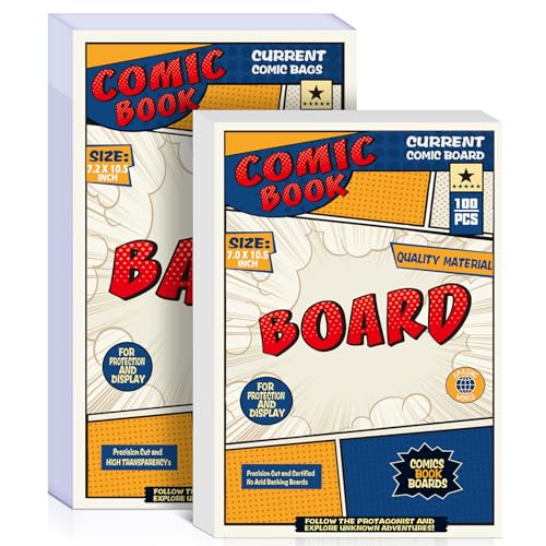 Leffis 100 Count Comic Book Current Size Bags and Boards Transparent Acid-Free and Reusable Comic Book Sleeves for Regular Comics (Bags and Boards X 100pcs) (100 Count) - Image 1