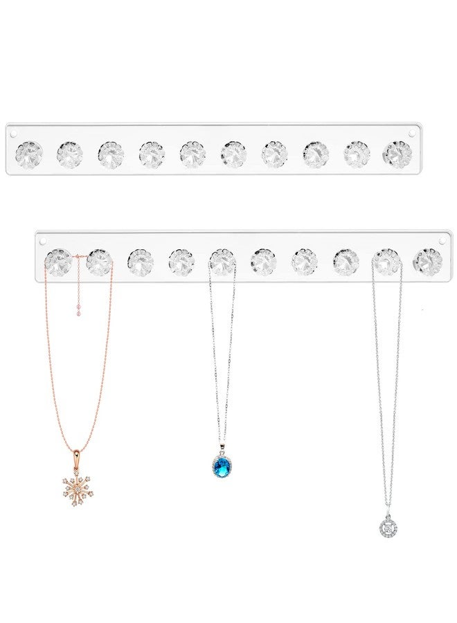 Zreal Necklace Holder, Acrylic Necklace Hanger, Wall Jewelry Organizer with 10 Jewelry Hooks in Seashell Shape (2-pack Clear) - Image 1