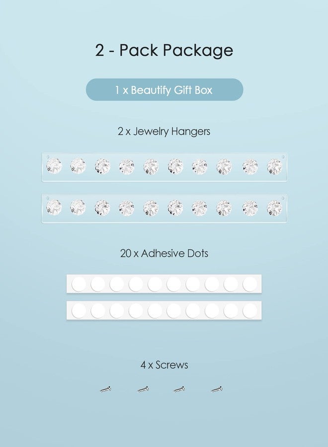 Zreal Necklace Holder, Acrylic Necklace Hanger, Wall Jewelry Organizer with 10 Jewelry Hooks in Seashell Shape (2-pack Clear) - Image 4