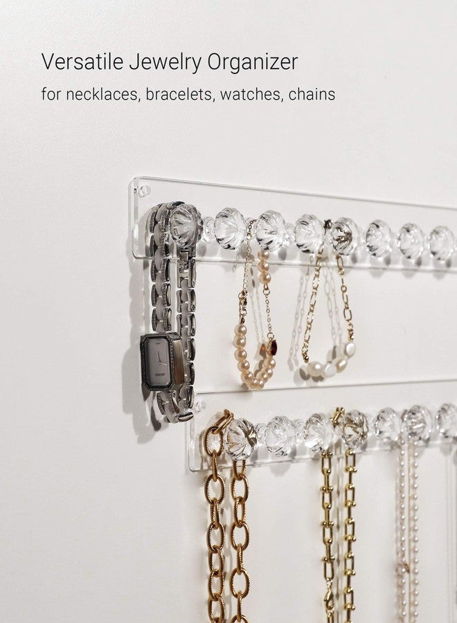 Zreal Necklace Holder, Acrylic Necklace Hanger, Wall Jewelry Organizer with 10 Jewelry Hooks in Seashell Shape (2-pack Clear) - Image 3