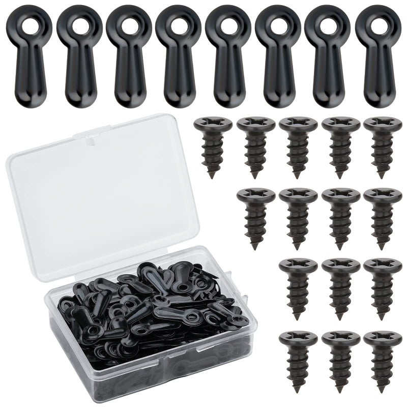 AIEX 160 Pieces Rotating Button Fasteners for Photo Frames and 160 Pieces Flat Head Photo Frame Hanging Screws Iron Latch Turn Button for Photo Frames Clips Holder Black