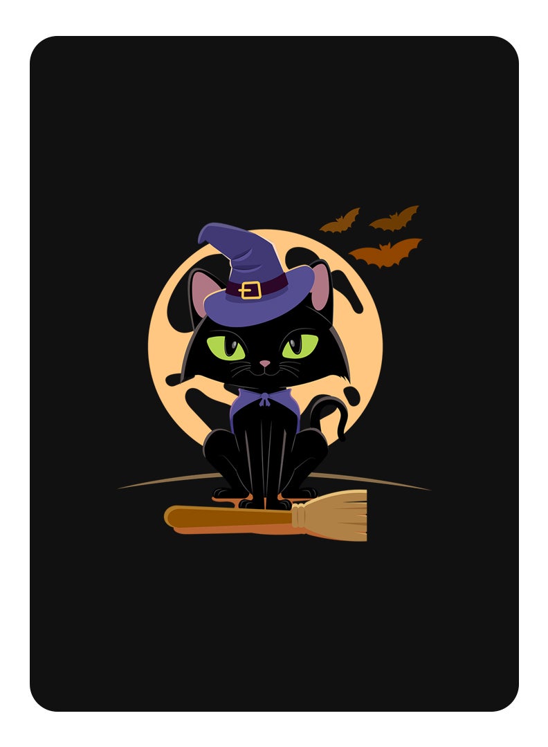 Theodor Protective Flip Case For Oppo Pad 2 With Trifold Stand Auto Wake Sleep Shockproof Cover Cat Halloween with broom - Image 1