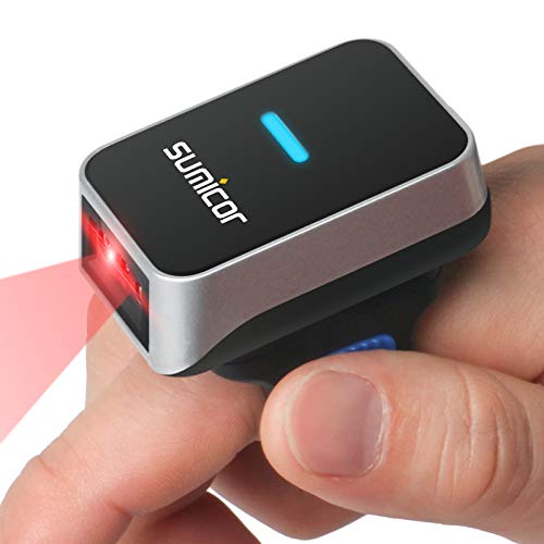 Sumicor Barcode Scanner 2D Bluetooth Wireless Ring Barcode Scanners, Portable Wearable Mini 1D & 2D Finger Bar Code Reader Work with Windows Mac OS iOS Android (2D) - Image 1