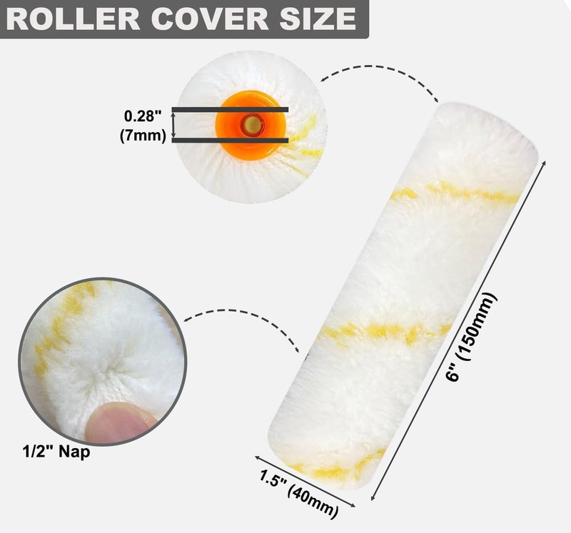 Greatandrew Great Andrew 10 Pack 6 Inch Paint Rollers for All Paints, 1/2" Nap Paint Roller Covers, Paint Roller Set for Painting Walls House, 6" Paint Roller Refills - Image 2