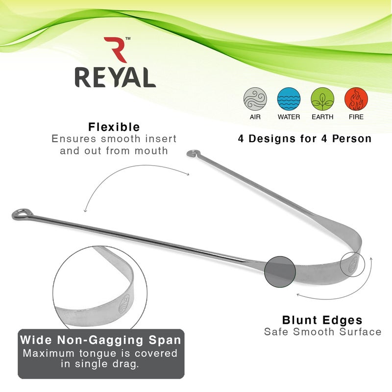 Reyal Smile Stainless Steel Tongue Cleaner (Pack of 4) Fights Bad Breath Last for Years for Adults and Kids - Image 3